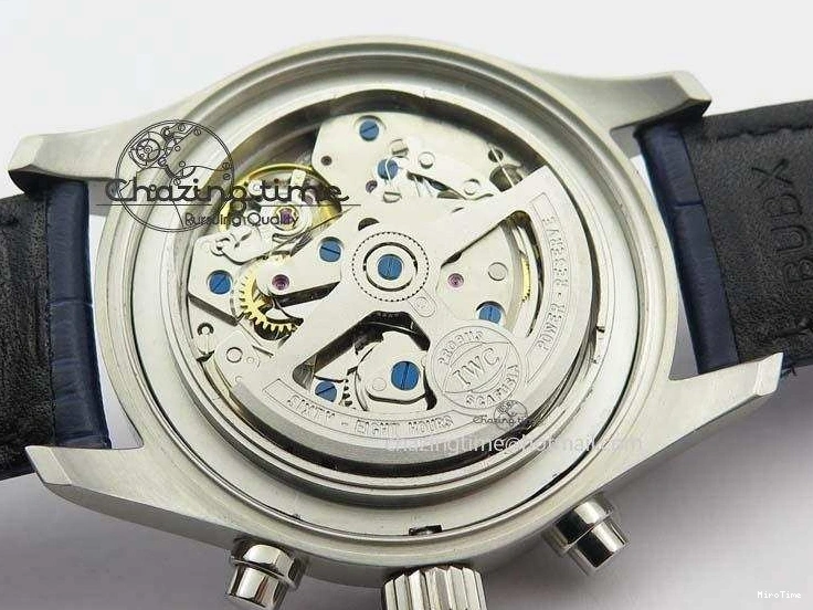 MIROTIME 0409 Pilot Chrono SS IW387809 ZF 1:1 Best Edition Silver Dial Blue Numbers On Blue Leather Strap A Lightweight 7263